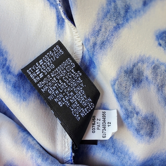 AB Studio Blue and White Geometric Women's Dress Size 12 NWOT - Picture 2 of 11